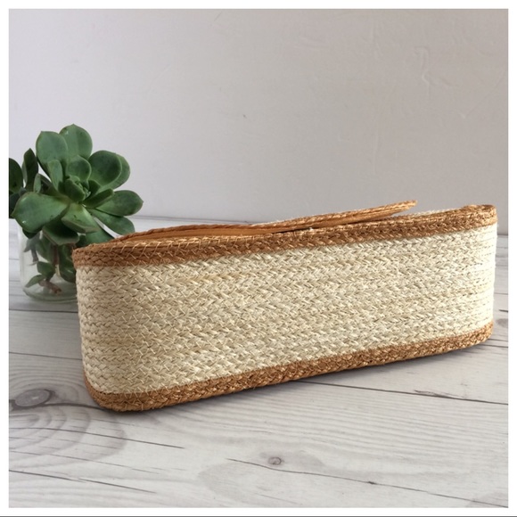 NWT Handwoven Ivory Straw Handbag Purse - Picture 7 of 8